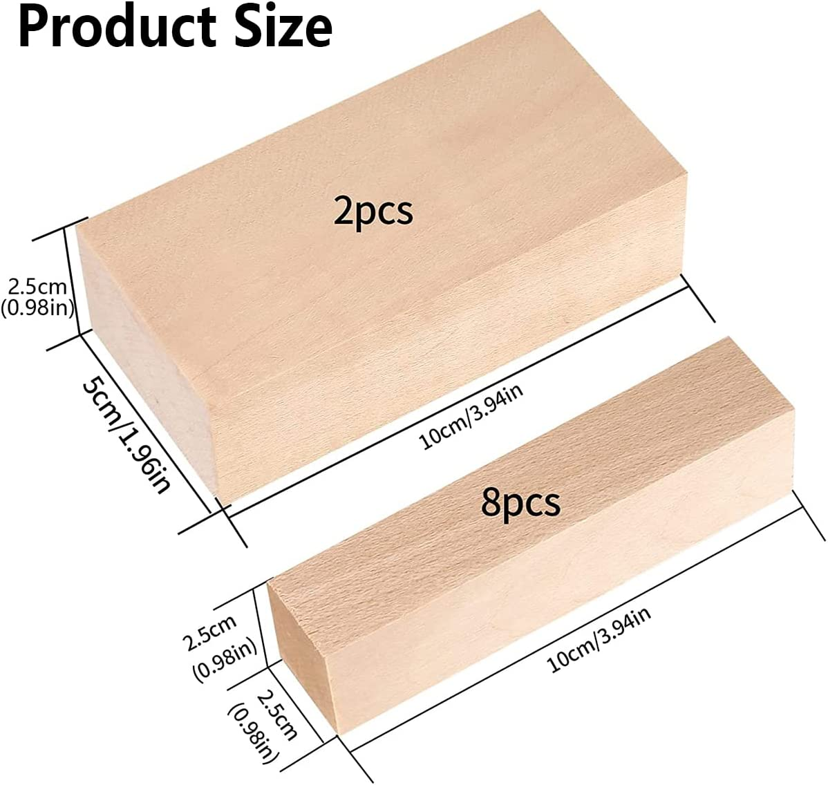Basswood Carving Block 10Pcs Unfinished Wood Blocks 2 Sizes Natural Soft Wood Carving Whittling Block Art Supplies for Beginner to Expert Carvers DIY Wood Craft image number 4