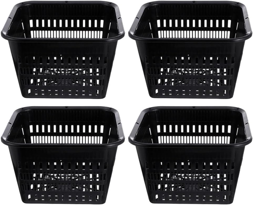 Kisangel 4Pcs Hydroponic Mesh Plant Basket Plastic Aquatic Pots Planting Net Pots for Balcony Garden,Transparent