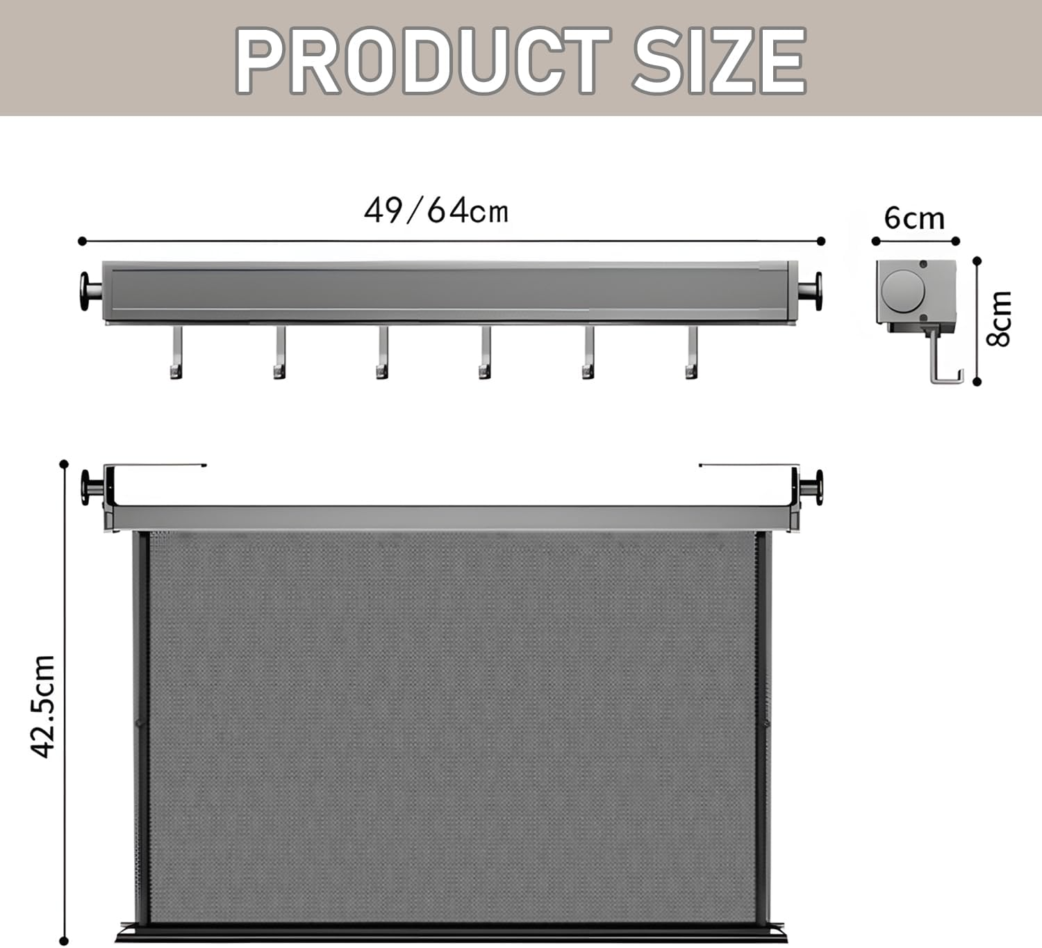 Uandhome Foldable Clothes Drying Rack,Wall Mounted Mesh Clothes Hanger Rack,Sweater Drying Rack with 6 Hooks,Laundry Drying Rack for Bathroom,Balcony,Wash Basins(Black 49Cm) image number 2