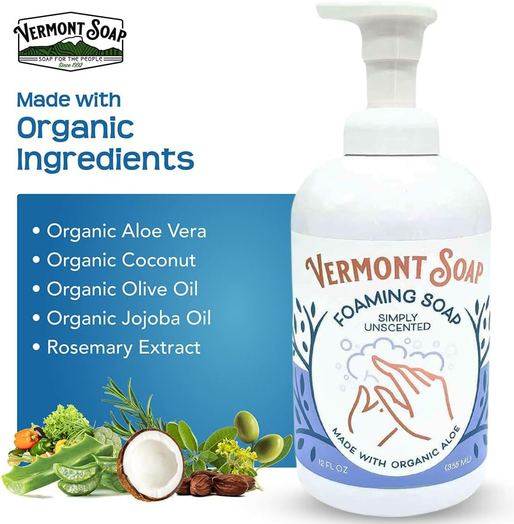 Vermont Soap USDA Certified Organic Simply Unscented Foaming Hand Soap 12 Oz image number 2