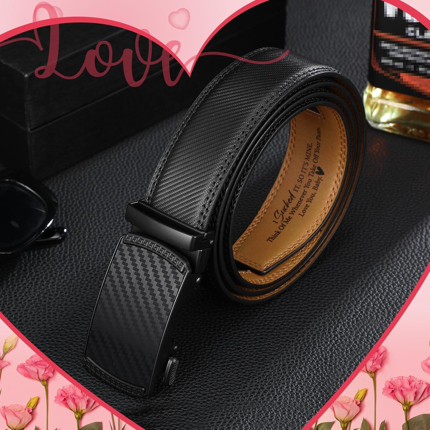 Mens Belt Personalized Engraved Mens Belt Leather Slide Ratchet for Him Father'S Day Husband Gift, 36-42Inch image number 4