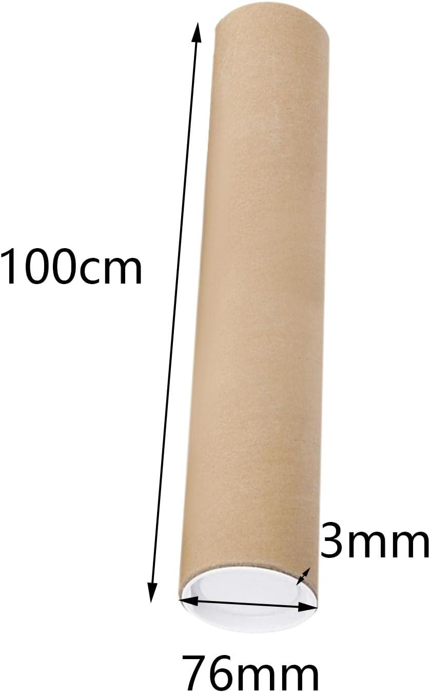 Harayaa Long Mailing Tubes with Caps Durable Poster Kraft round Tube Poster Tube Drawing Holder for Drawing Document Art, 100Cm image number 4
