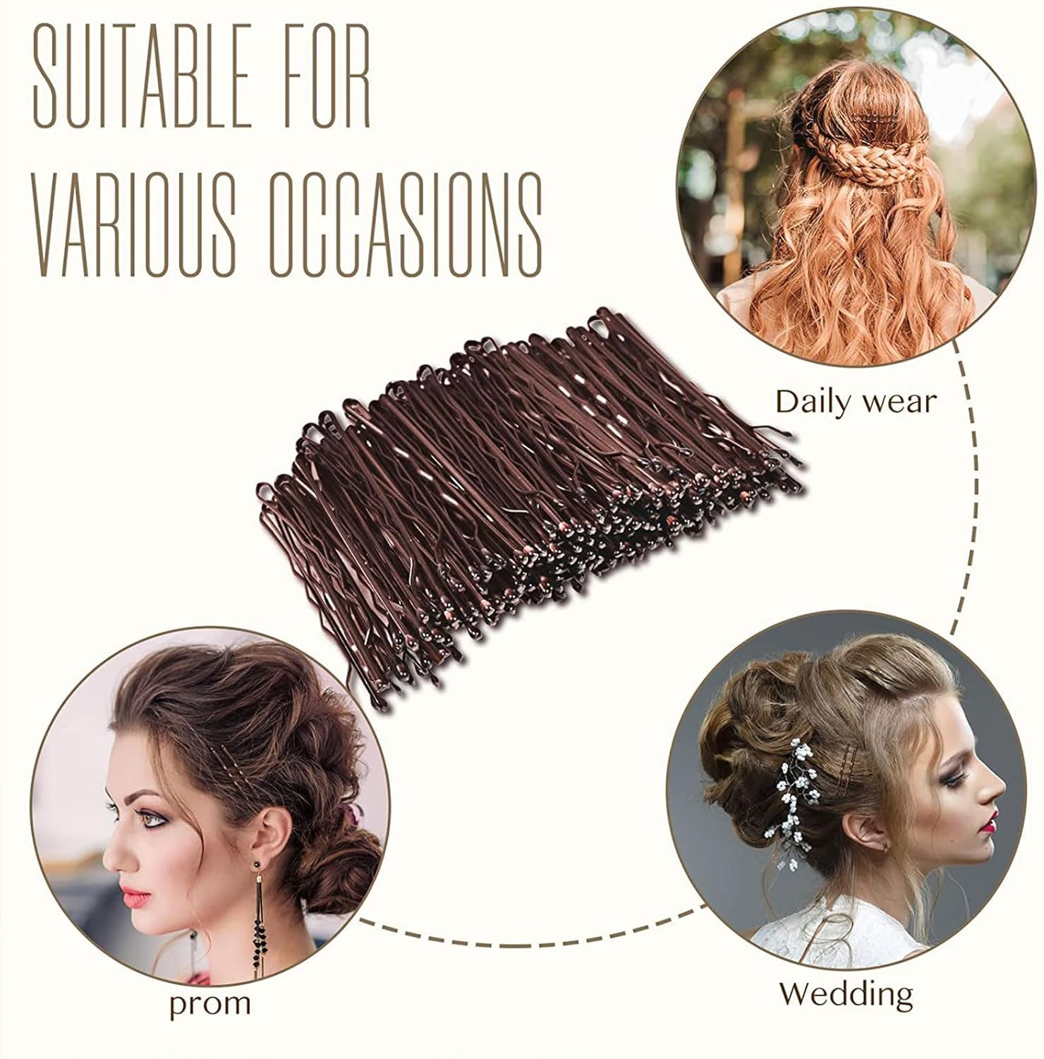 150 Pieces Bobby Pins, Hair Clips Hair Grips Kirby Grips for Women Hair Styling Pins with Storage Box (Brown) Ruibex image number 1