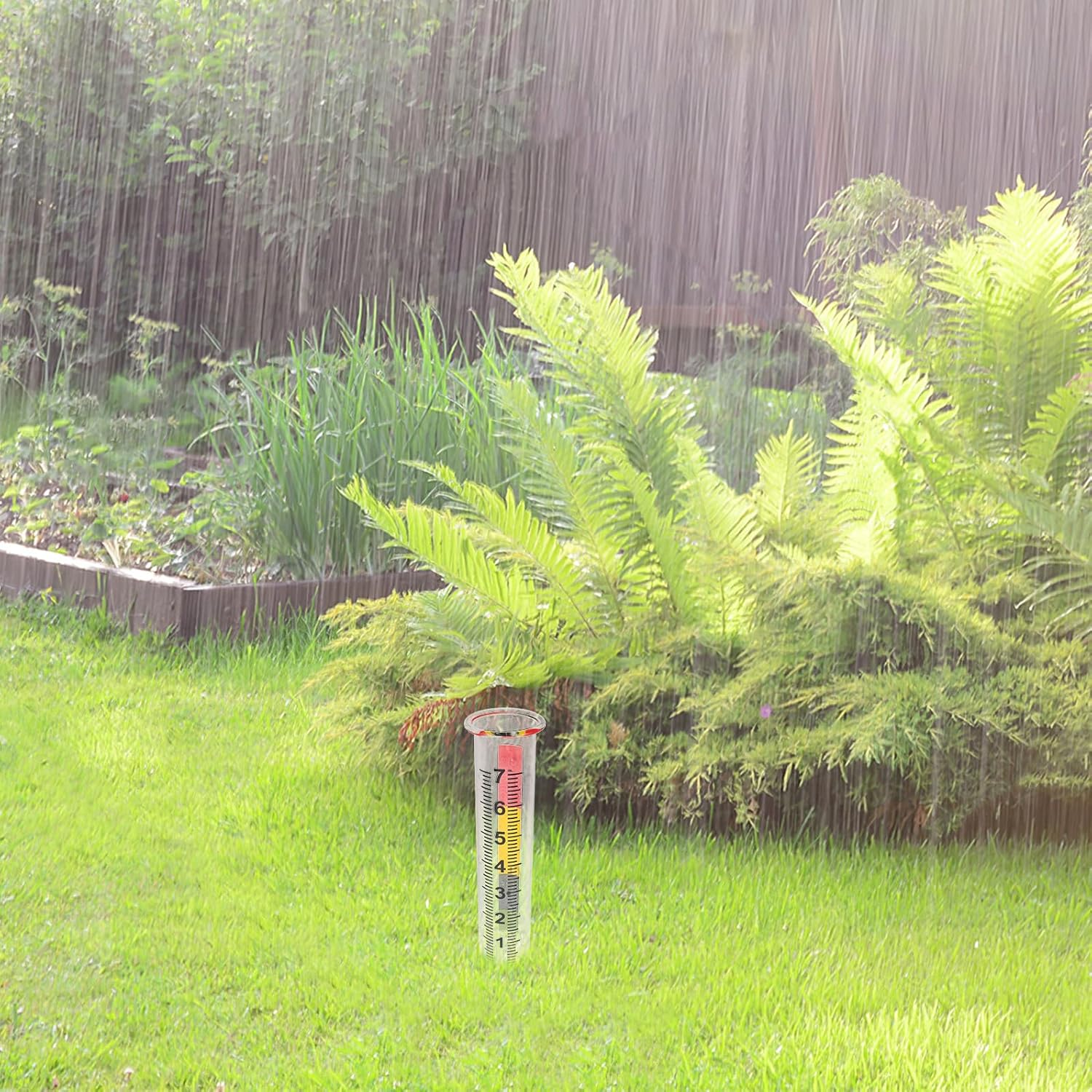 2Pcs Rain Gauge Tubes Clear Scale Outdoor Rainfall Measurement Tools for Garden Lawn Deck Weather-Resistant Accurate Rain Collectors