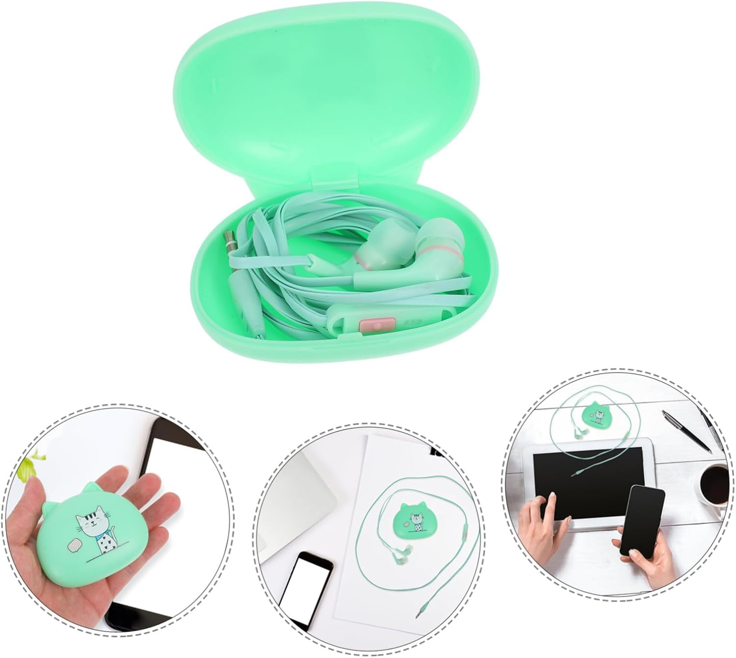 Jojofuny Wired In-Ear Earphones with Microphone for Phones Ergonomic Comfortable Fit Wired Earbuds with Music and Call Control Stylish Green Design for Everyday Use image number 4