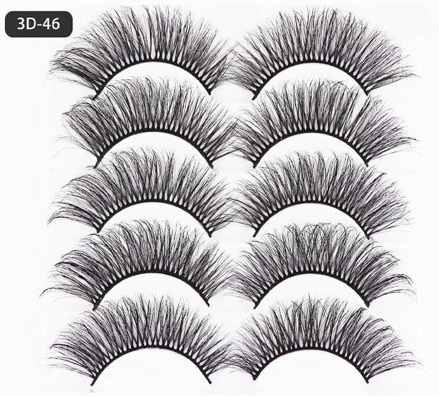 5 Pairs 3D Thick Mink Fake False Eyelashes Natural Long Wispy Makeup Lashes - Elevate Your Makeup Look for Parties and Everyday Wear - 3D-47 image number 6