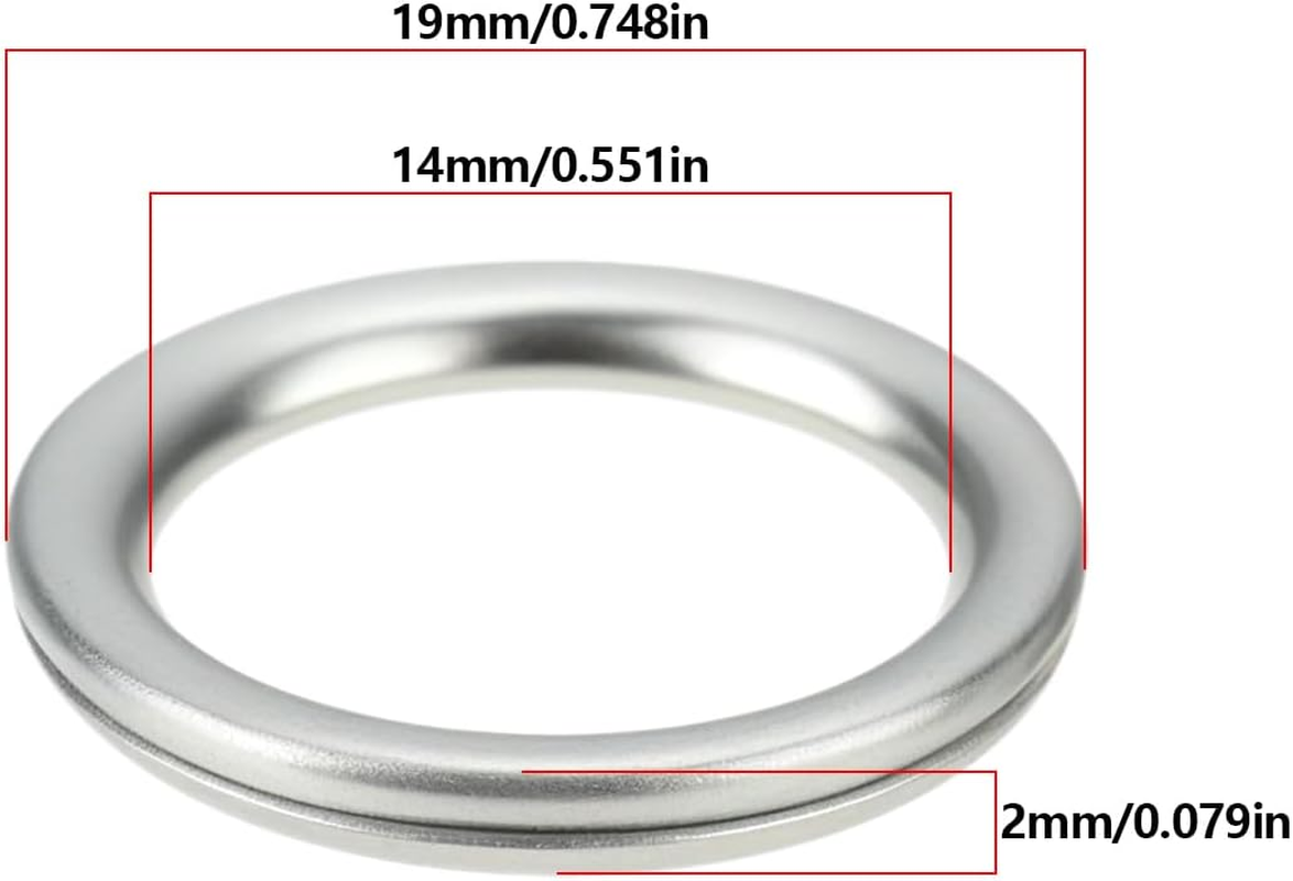 10Pcs Oil Drain Plug Gaskets 14X19X2Mm Oil Drain Plug Washers Replacement Part 09168-14004-000 Compatible with Suzuki Silver image number 1