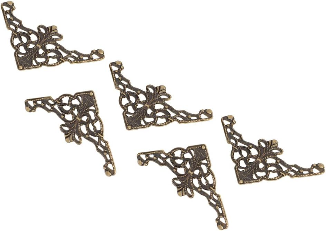 Corner Decorative, Vintage Corners Guards Book Album Edge Cover Flat Iron Decorative Elegant Metal Protectors for Wall Edges Furniture Home Office Decor DIY Wood Products Decoration(Ancient Copper) image number 3