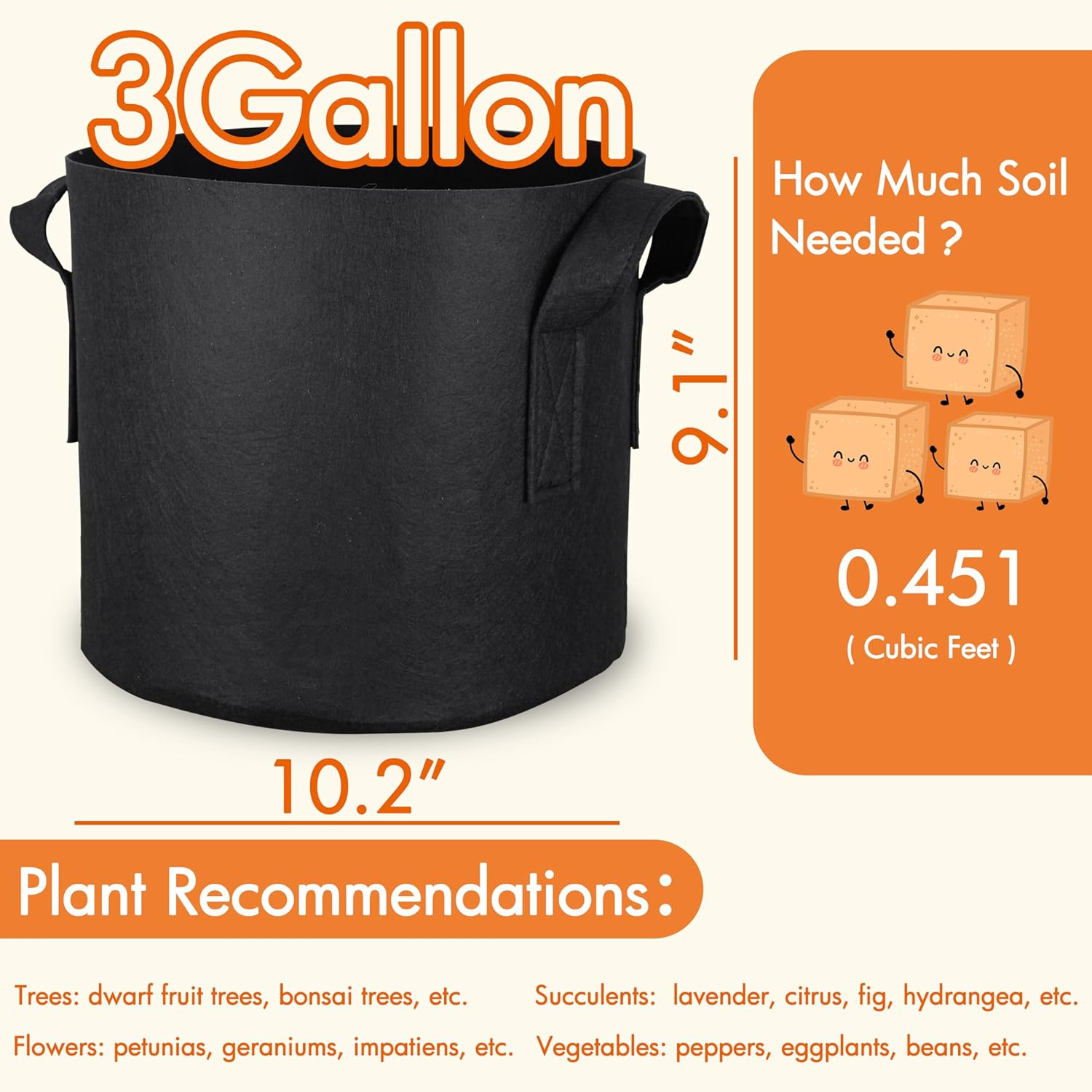 Gardzen 10-Pack 3 Gallons Grow Bags, Aeration Fabric Pots with Handles image number 4