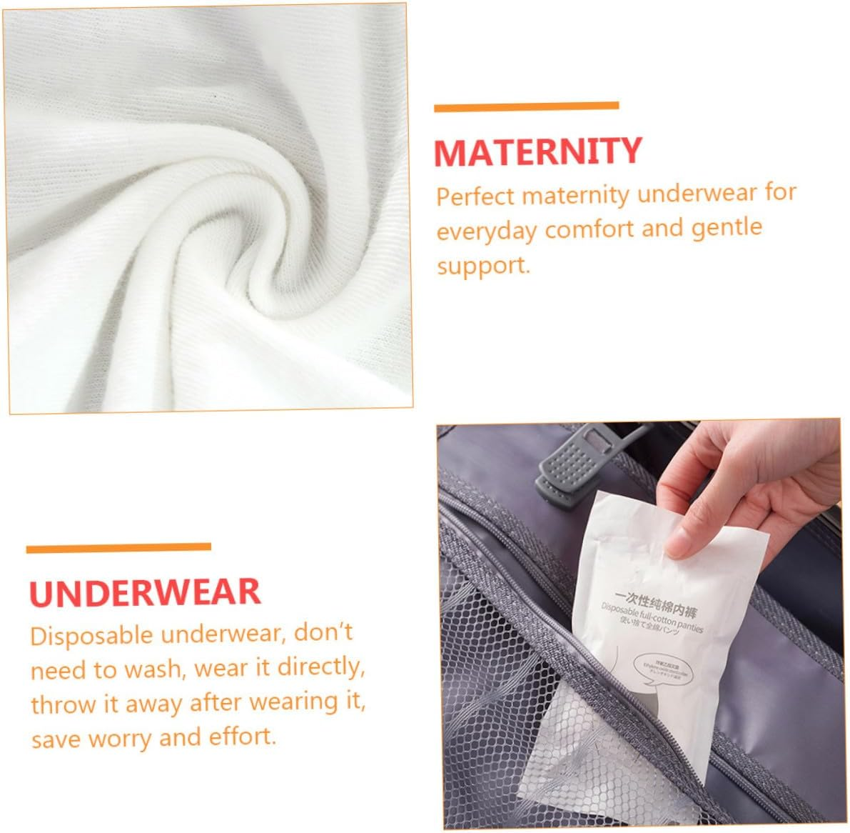 LIFKOME 5Pcs Portable Travel Underwear Women Cotton Disposable Briefs for Outdoor Use White image number 2