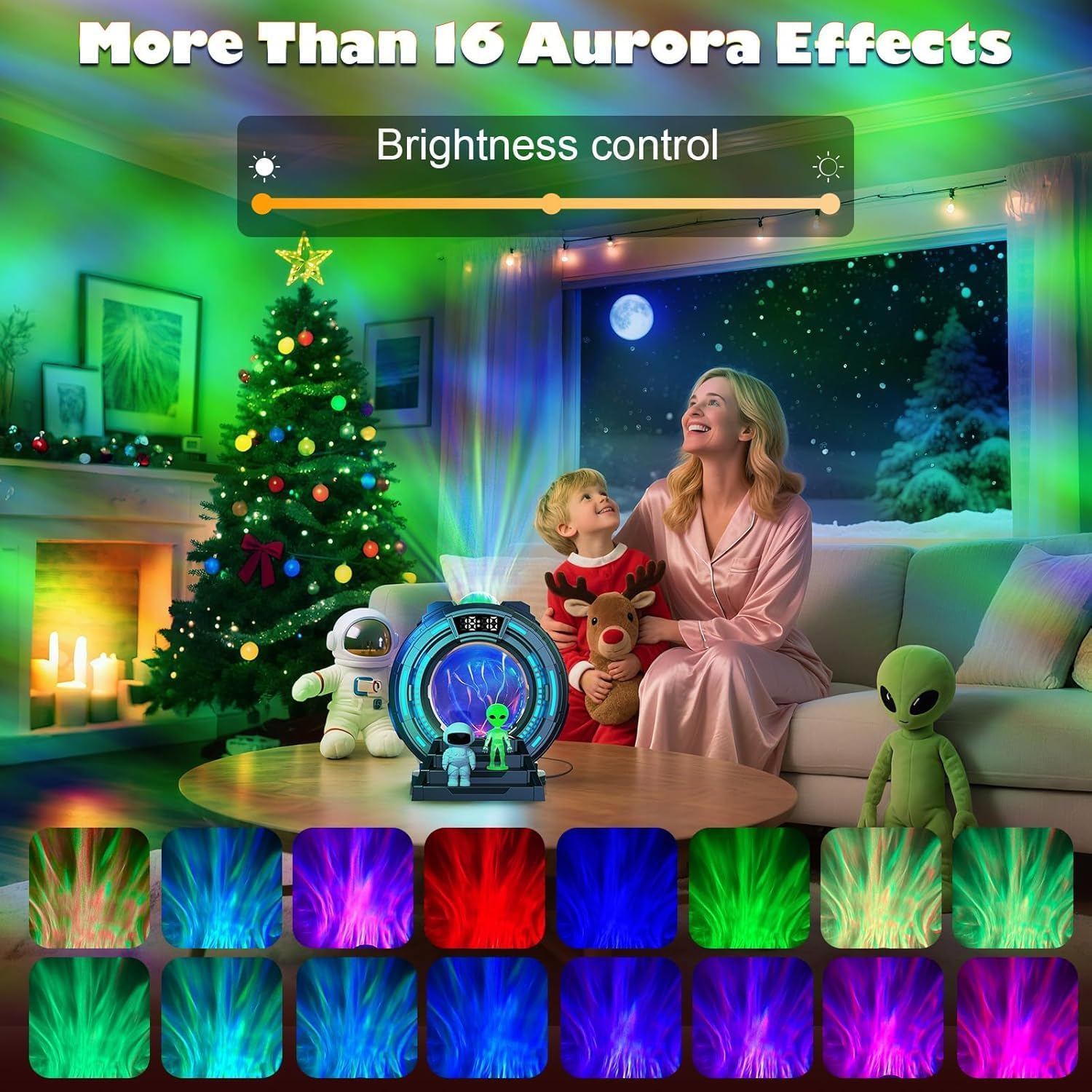 Star Projector Night Light Aurora Projector with Bluetooth Speaker, Remote Control, Alarm Clock, 8 White Noise, Plasma Ball, Alien Astronaut, Projector for Bedroom Decor Christmas Birthday Gifts image number 2