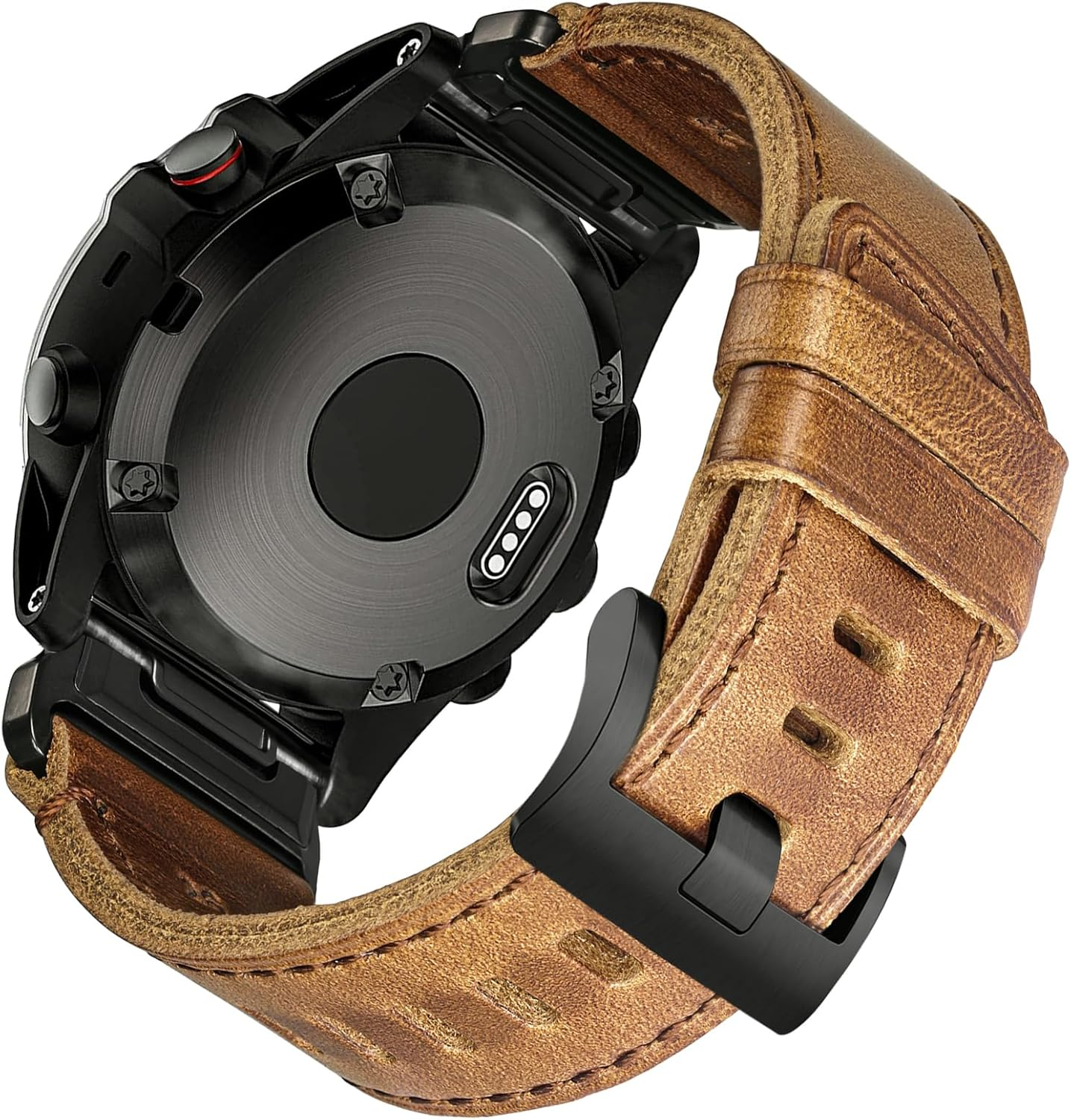 Hemsut H Compatible with Fenix 5 Band 22Mm Width Soft Horween Leather Watch Strap for Fenix 5 Plus/Fenix 6/Fenix 6 Pro/Fenix 7/Exip/Forerunner 935/945/Approach S60/Quatix 5&hellip;