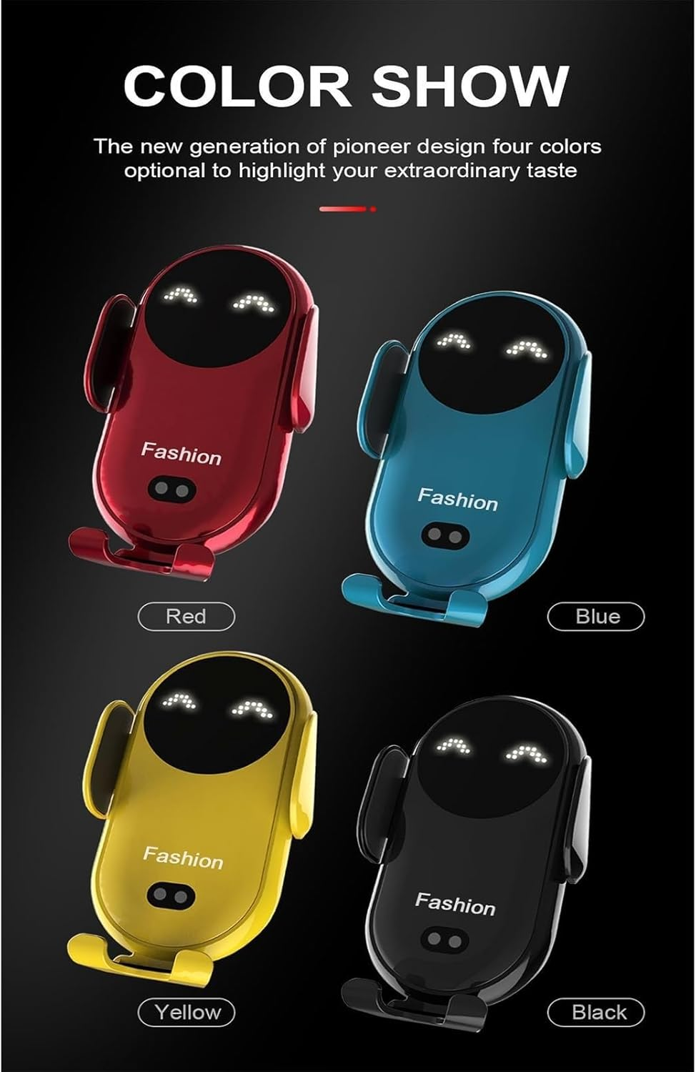 Carroll Fashion Phone Holder, Carollfashion Smart Car Wireless Charger Phone Holder, Carollfashion Cellphone Holder Charger, Smart Wireless Auto-Sensing Car Phone Holder Charger (Color : Blue) - Blue image number 6