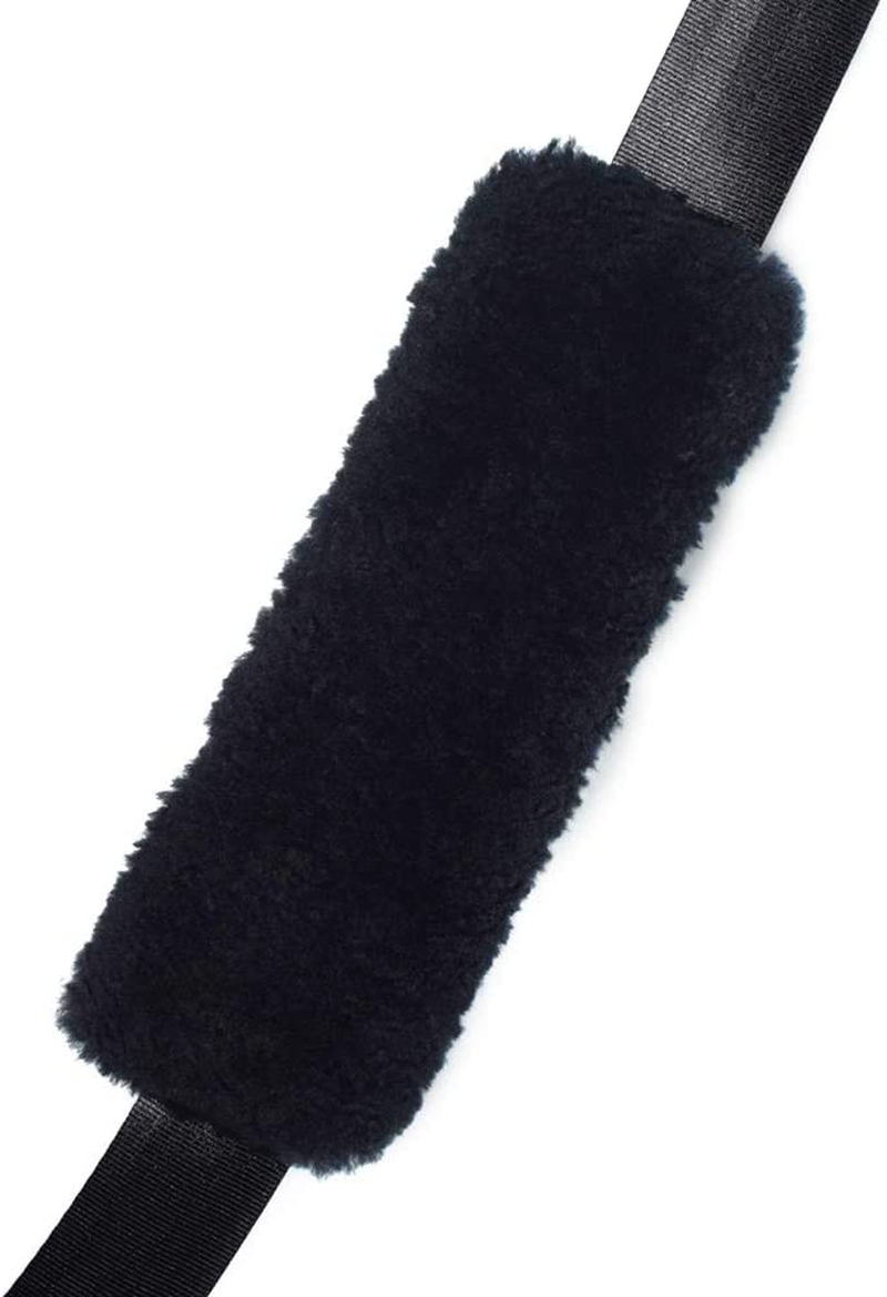 Soft Faux Sheepskin Seat Safety Belt Cover Pad,Car Seat Safety Belt Strap Shoulder Pad for Adults and Children,Suitable for Car Seat Safety Belt,Backpack,Shoulder Bag,2-Pack (Black) image number 5