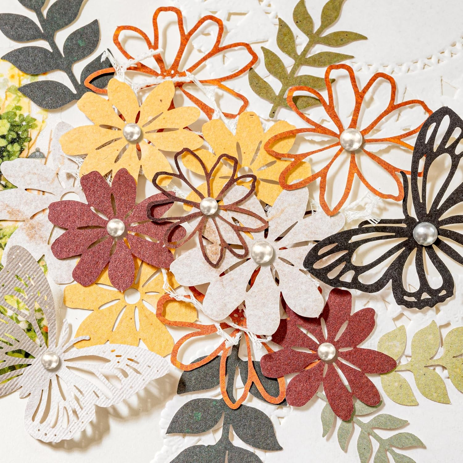 6 Packs Scrapbook Paper Cutouts Colorful Decoupage Paper Die-Cut Flower Petals, Leaf, Butterfly & Maple Shapes for Card Making, Journaling, Planner Gift Wrapping Collaging Crafting (Lila) image number 3