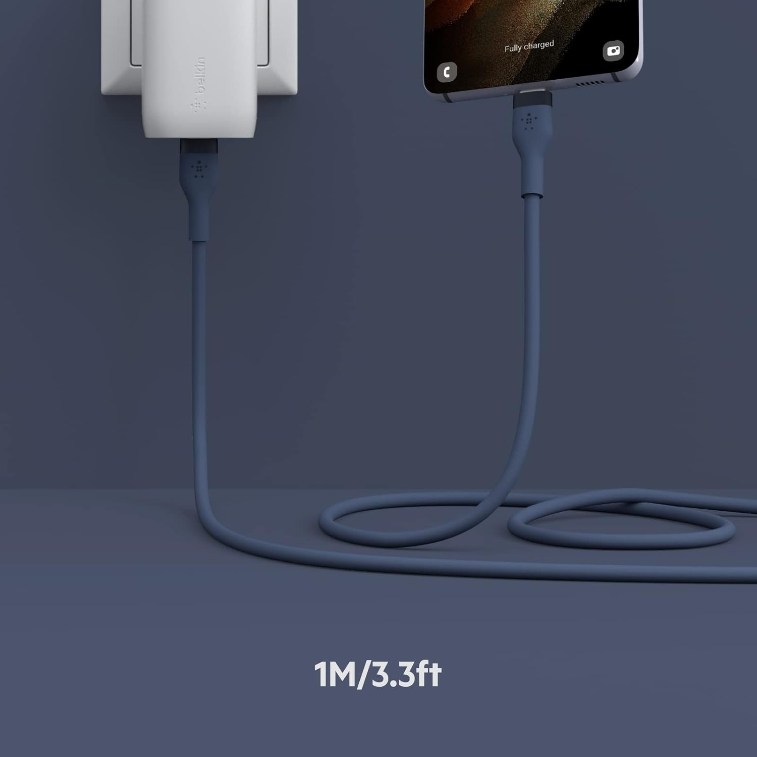Belkin Boostcharge Flex Silicone USB C Charger Cable, USB-IF Certified USB Type C to USB Type C Charging Cable for Iphone 16, 15, Galaxy S24, S23, Ipad, Macbook, Note, Pixel and More - 1M, Blue image number 4