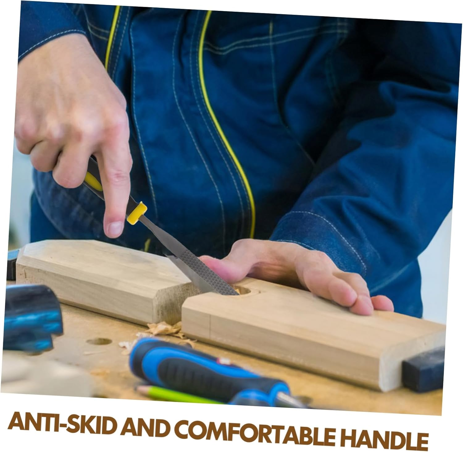 Mini Wood Rasp File Set 6Pcs 140X3Mm Wood Rasp Tool with Comfortable Grip Handles for Precision Woodworking and Crafting image number 3