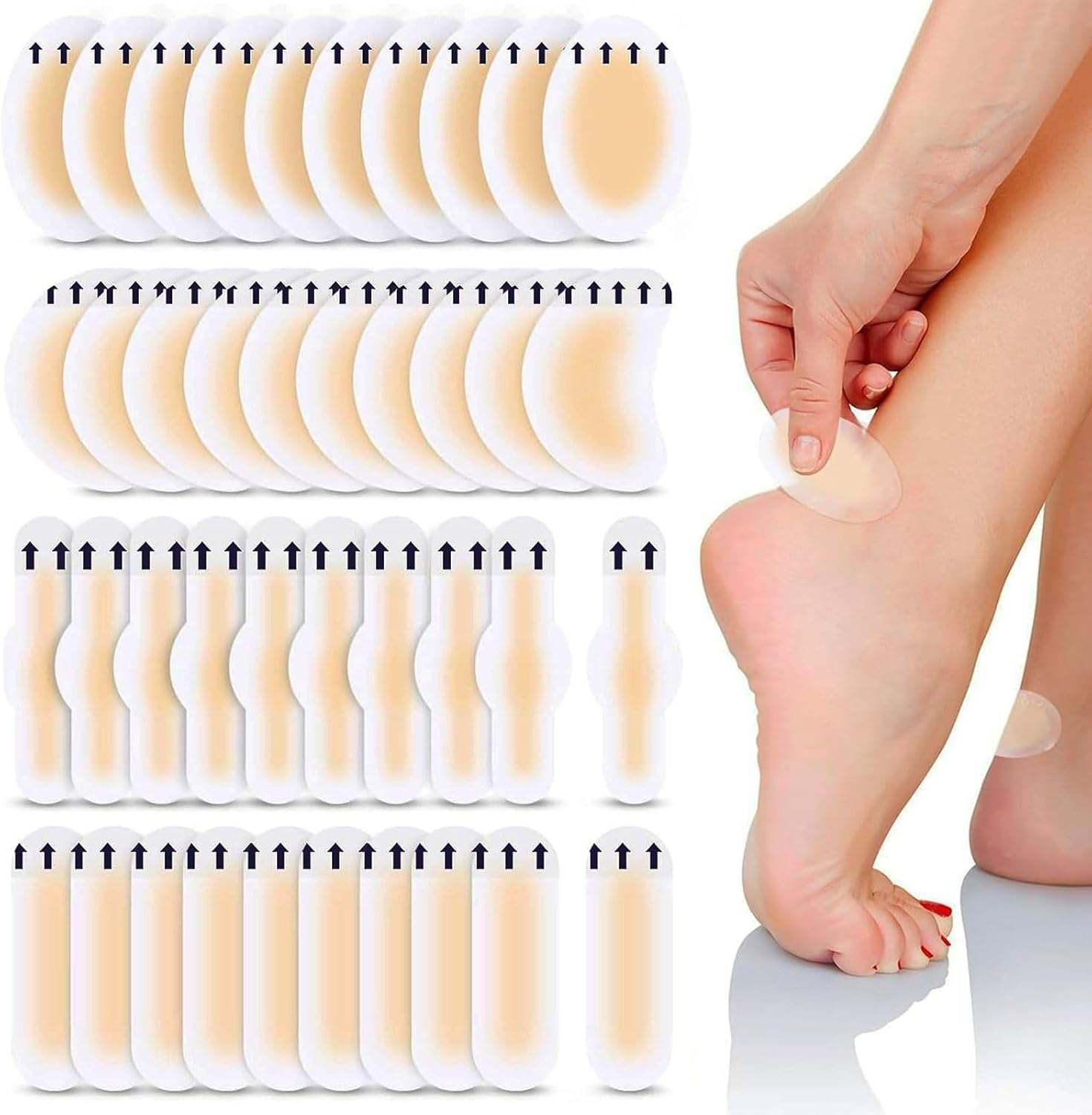 40 Pcs Blister Bandages for Feet, Invisible Hydrocolloid Bandages Hydrocolloid Patch,Blister Cushions, Waterproof Bandages for Foot, Toe, and Heel Prevention and Recovery image number 5