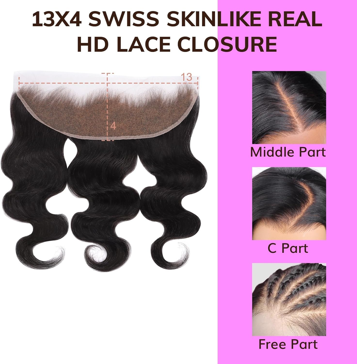 IDN BEAUTY Skin like HD 13X4 Lace Frontal Body Wave Only Human Hair Closure Bleached Single Knot HD Closure 0.1Mm Ultra Thin Lace Pre-Plucked Hairline 50Cm image number 3