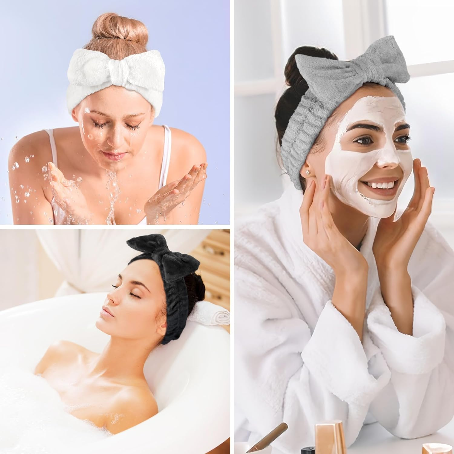 Spa Makeup Headband &ndash; Soft, Fluffy Hairband for Makeup, Skincare & Spa &ndash; Adjustable, Comfortable Fit in Vibrant Colors, Non-Slip & Stretchy Fabric - Green+Orange image number 7