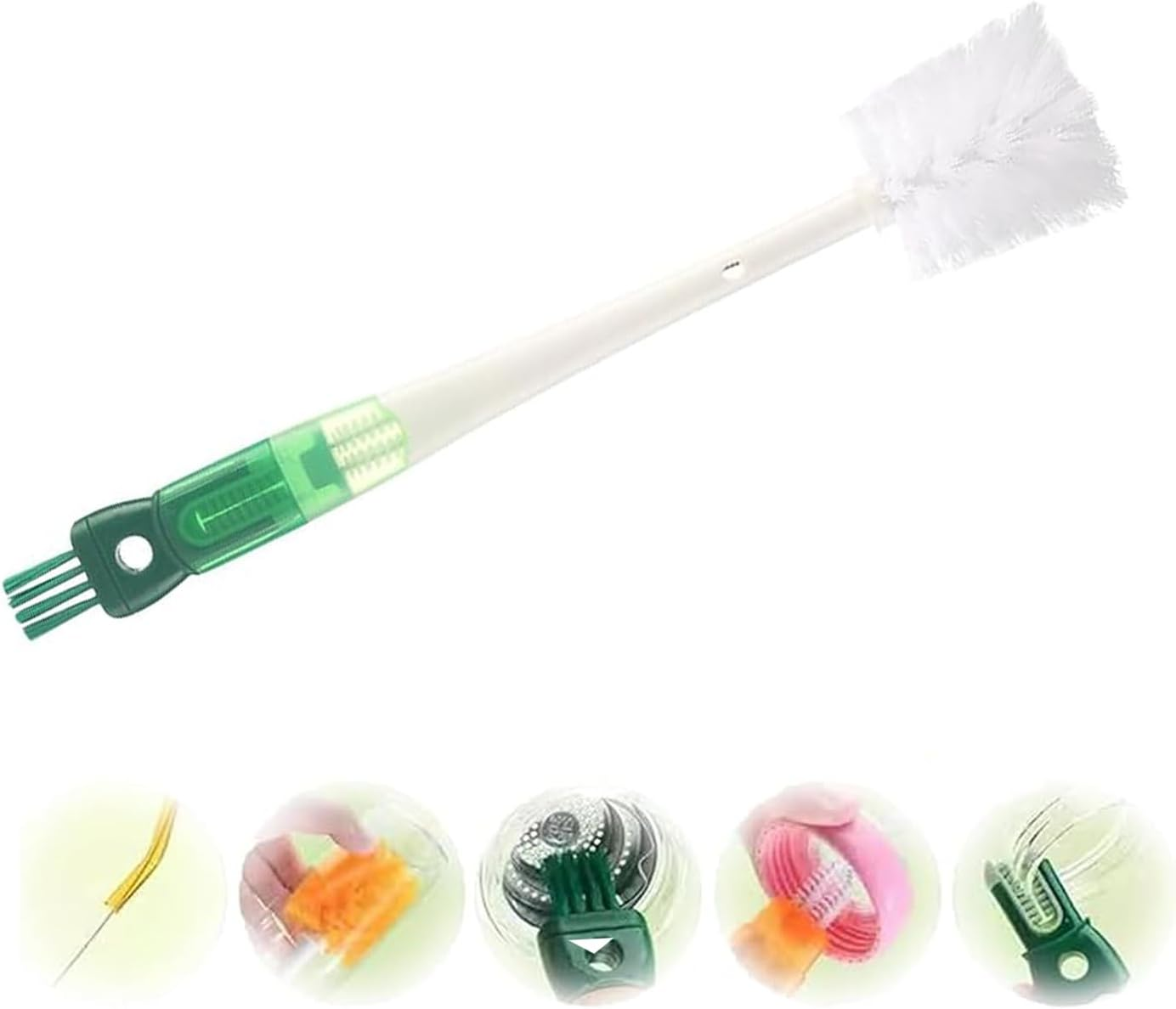 WEZCHUGHAOL 5-In-1 Water Bottle Cleaning Brush Set, Detachable Straw Cleaner, Cup Lid Gap Brush Kit (White-Orange)