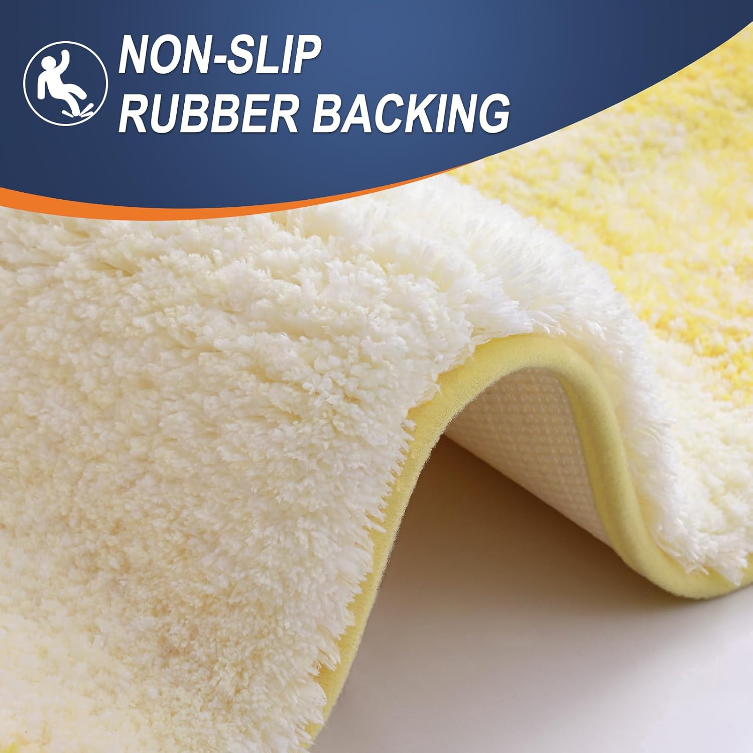 OLANLY Bathroom Rug Mat 24X16, Extra Soft and Absorbent Microfiber Bath Rugs, Non-Slip Plush Shaggy Bath Carpet, Machine Wash Dry, Bath Mats for Bathroom Floor, Tub and Shower, Yellow image number 5