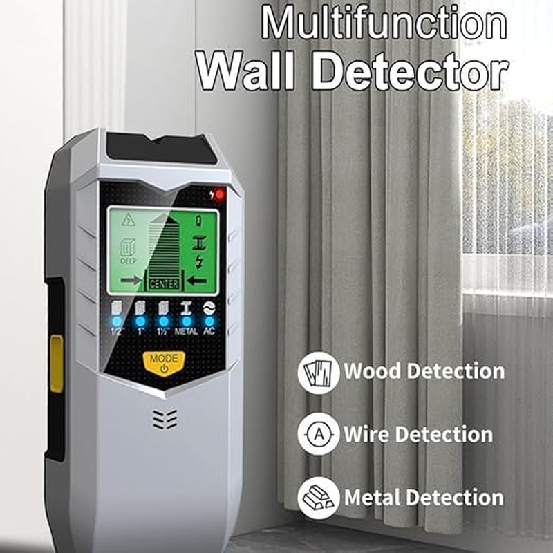 Detector, 5-In-1 Wall Scanner Detector with LCD Display and Acoustic Alarm, Multifunctional Stud Finder for Locating Metal Pipes Wooden Beams, Power Lines image number 1