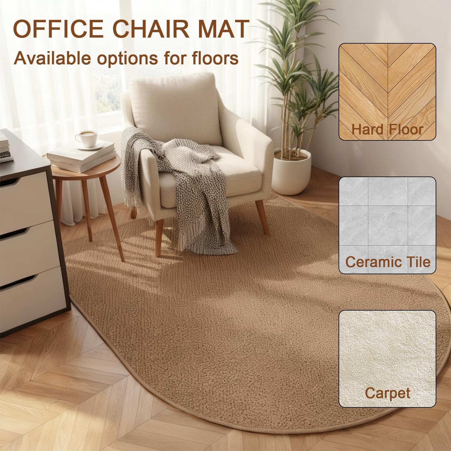 Office Chair Mat for Carpet/Hardwood Floors, Anti-Slip Desk Chair Mat, Multi-Purpose Floor Protector & Large Floor Mat for Office Chairs.(120X80Cm image number 1
