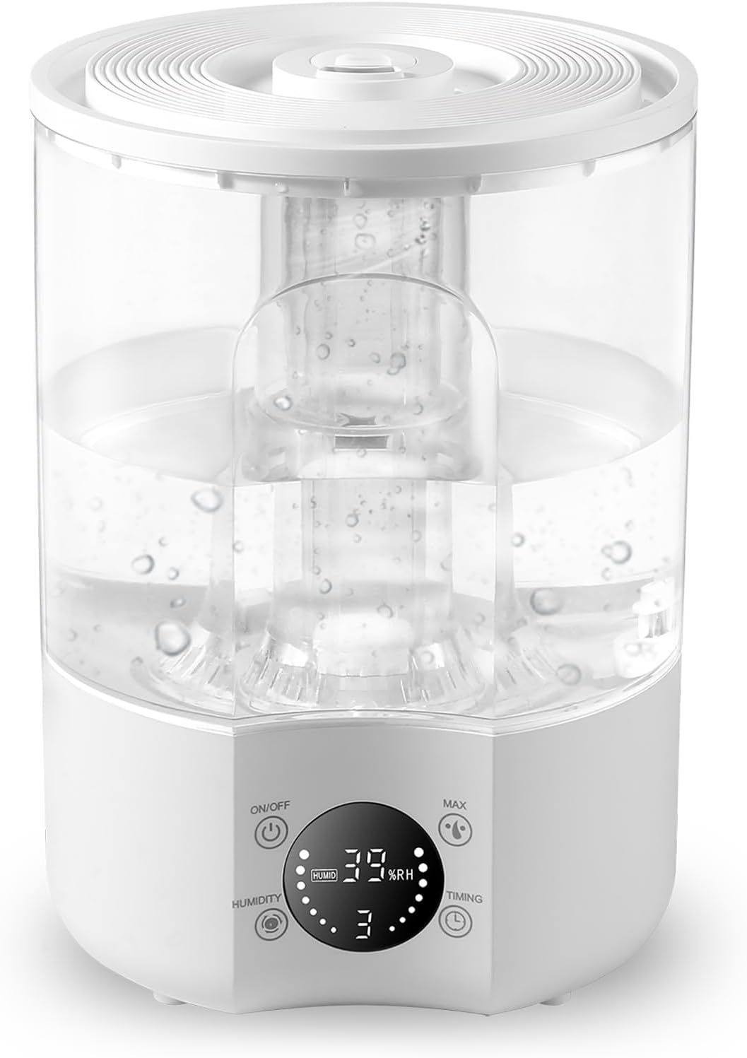 Air Humidifier with 4L Capacity, One Body Visible Water Tank, Ultrasonic Cool Mist, Add Water Above, Adjustable 360 Degree Knob, Auto Shut-Off, Digital Display, Aroma Diffuser, Low Noise Use. image number 6