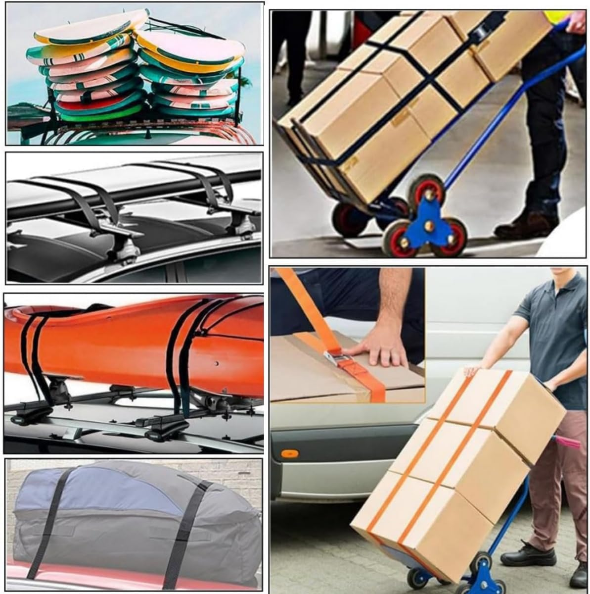 12PCS Lacing Straps,1 M Heavy Duty Lacing Adjustable Cargo Belt Ratchet Strap, Adjustable Cam Buckle Lacing for Motorcycles, Bicycles, Trucks, Trailers, Cargo, Luggage (Black, Orange) image number 1