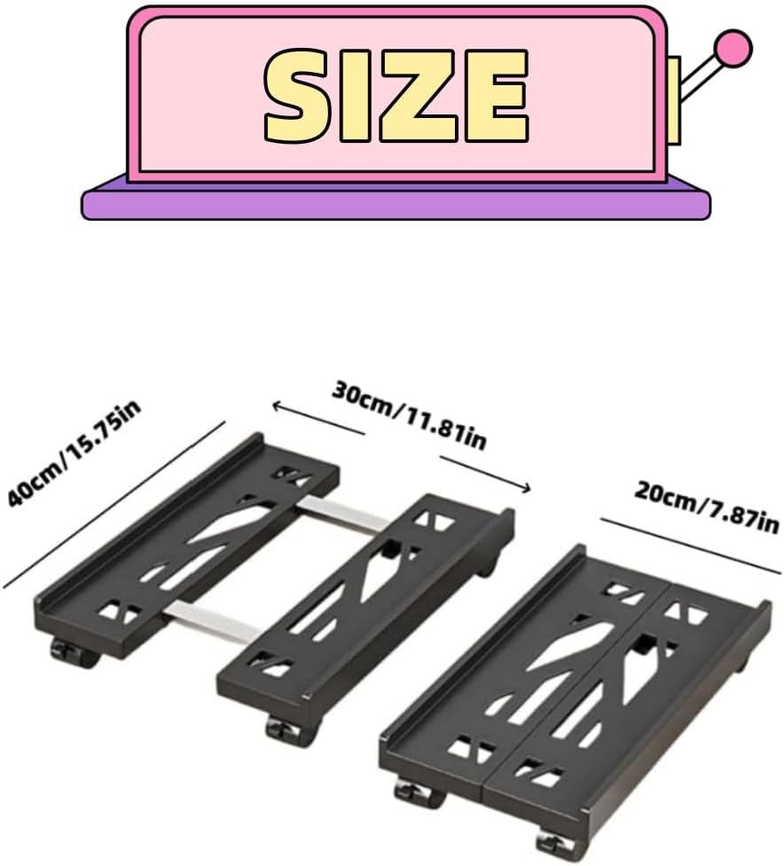 Adjustable Mobile CPU Stand with 360&deg; Wheels, Ventilated Computer Tower Stand Fits Most PC image number 2