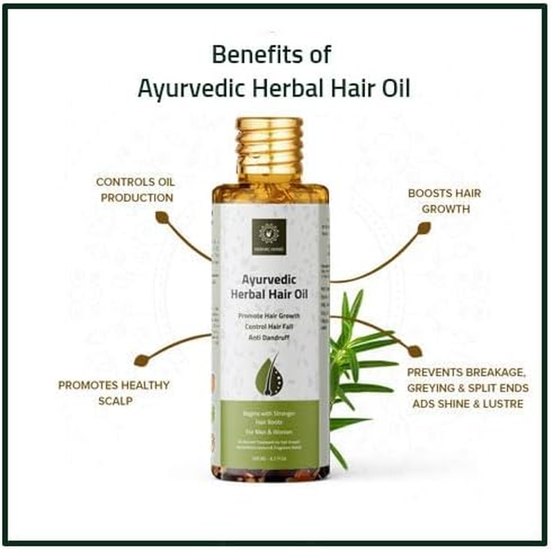 Ayurvedic Herbal Hair Oil Made with 21 Ayurvedic Herbs, Multipurpose Dandruff, Hair Fall (200Ml) Traditional Herbal Hair Oil for Men and Women