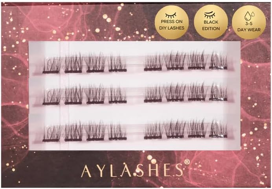 DIY Press on Eyelash Extensions the Sweeties | 3 Pairs of Eyelashes (5-12 Mm) | up to 5 Days Hold | Eyelashes DIY Set for Home | Artificial Eyelashes | Cat Eye Lashes | Black Eyelash Band image number 1