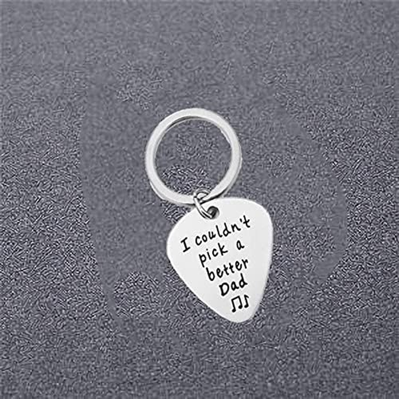 Fathers Day Birthday Gifts from Daughter Son Kids - I Couldn'T Pick a Better Dad Guitar Pick Keychain for Dad Papa Custom Gifts for Daddy Christmas Presents for Father image number 2