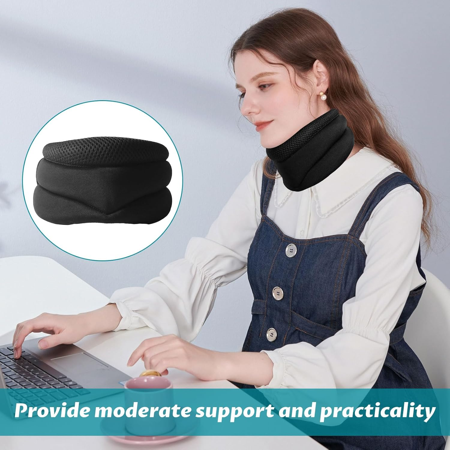 Neck Support for Snoring, Snoring Neck Brace, Neck Braces & Collars, Adjustable Antisnoring Neck-Pillow Support Brace for Sleeping, Pain Relief, Relieves Pressure in Spine image number 4
