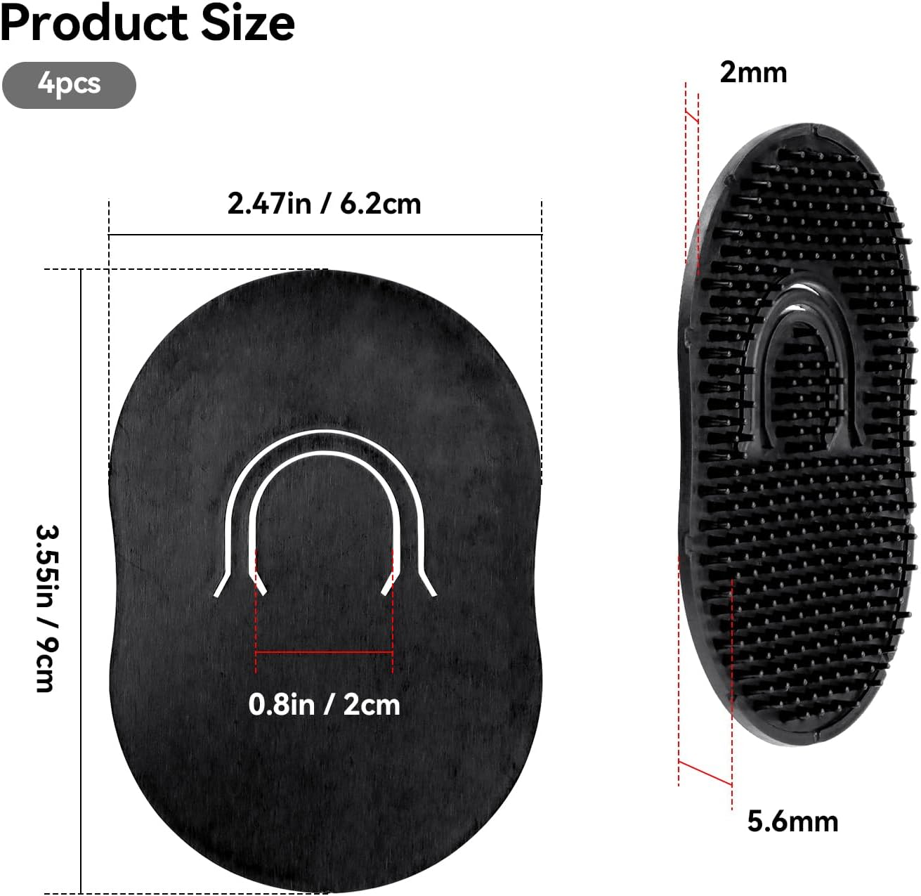 Pocket Palm Combs, Massager Hair Brush Comb Palm Combs for Men Beard Brush, Black Pocket Brush (4 Pcs Finger Type) image number 2