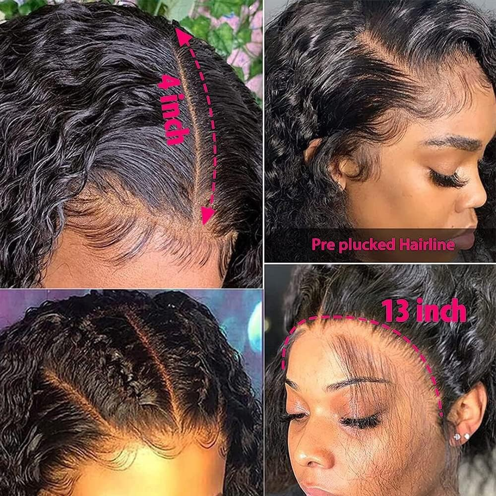 30 Inch Lace Front Wig Human Hair for Black Women 180% Density HD Transparent 13X4 Deep Wave Lace Front Wig Human Hair Pre Plucked Wet and Wavy Brazilian Curly image number 4