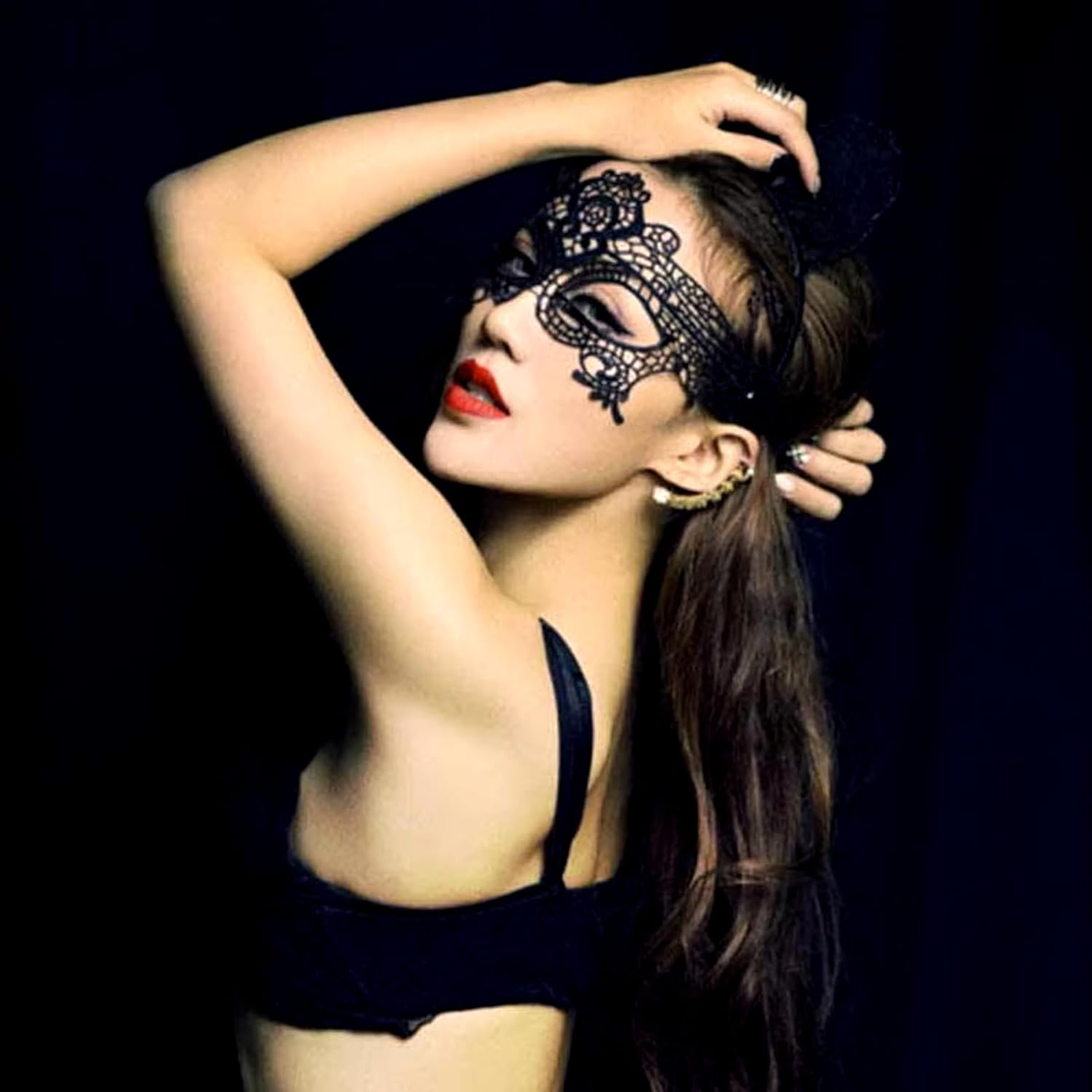 12Pcs Lace Masquerade Mask Women Venetian Party Masks for Halloween Bachelorette Party and Costumes image number 5