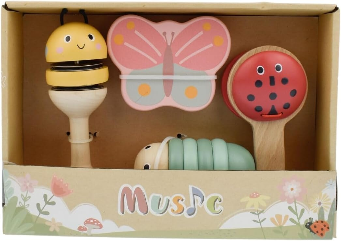 Kaper Kidz - Wooden Spring Insect Music 4 PCS Set | Gift Set for Babies and Toddlers image number 1