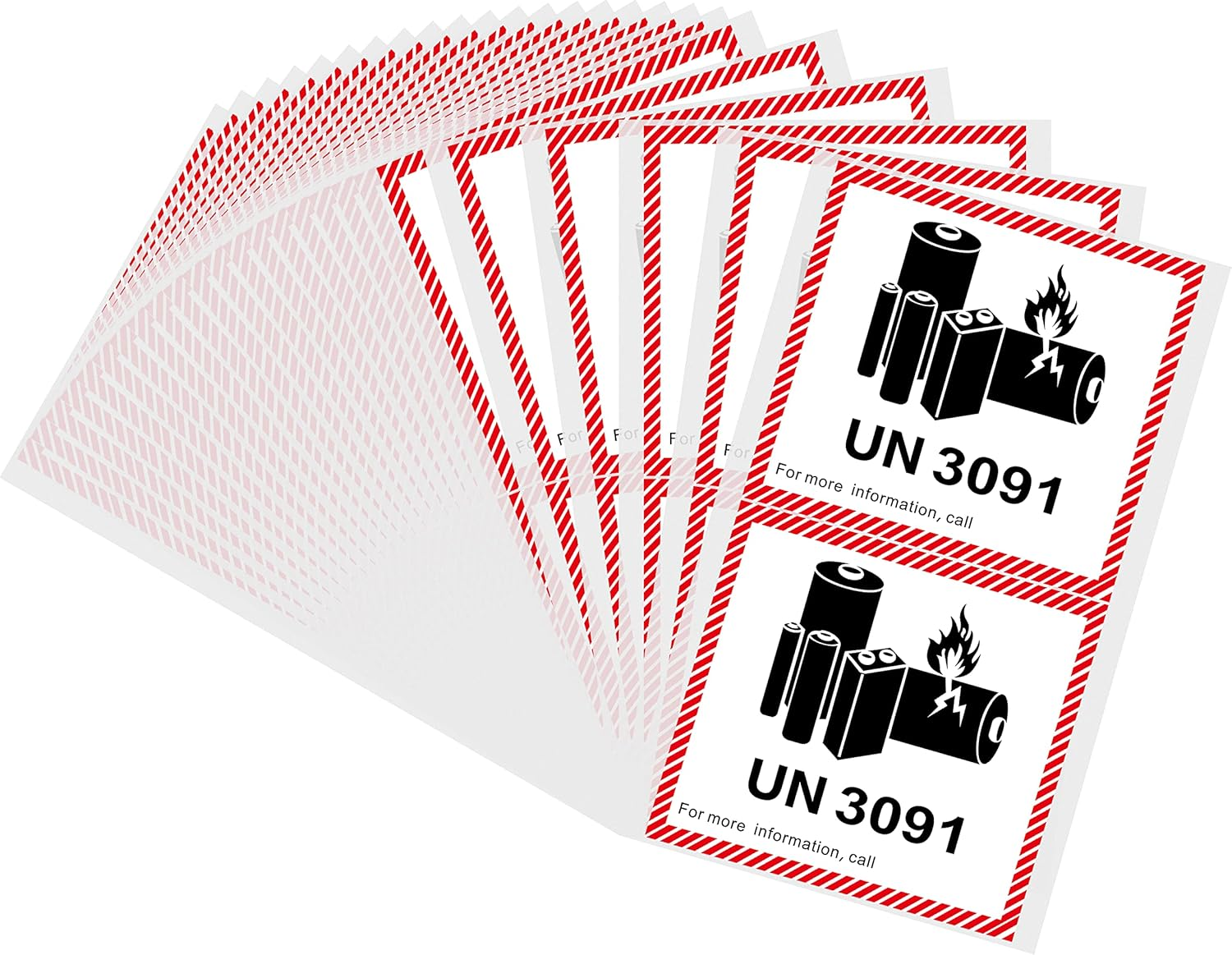 Hybsk UN3481 Labels 4.7 X 4.3 Inch Lithium Ion Battery Transport Caution Warning Labels 50 Pcs Adhesive Shipping Labels (UN3481)