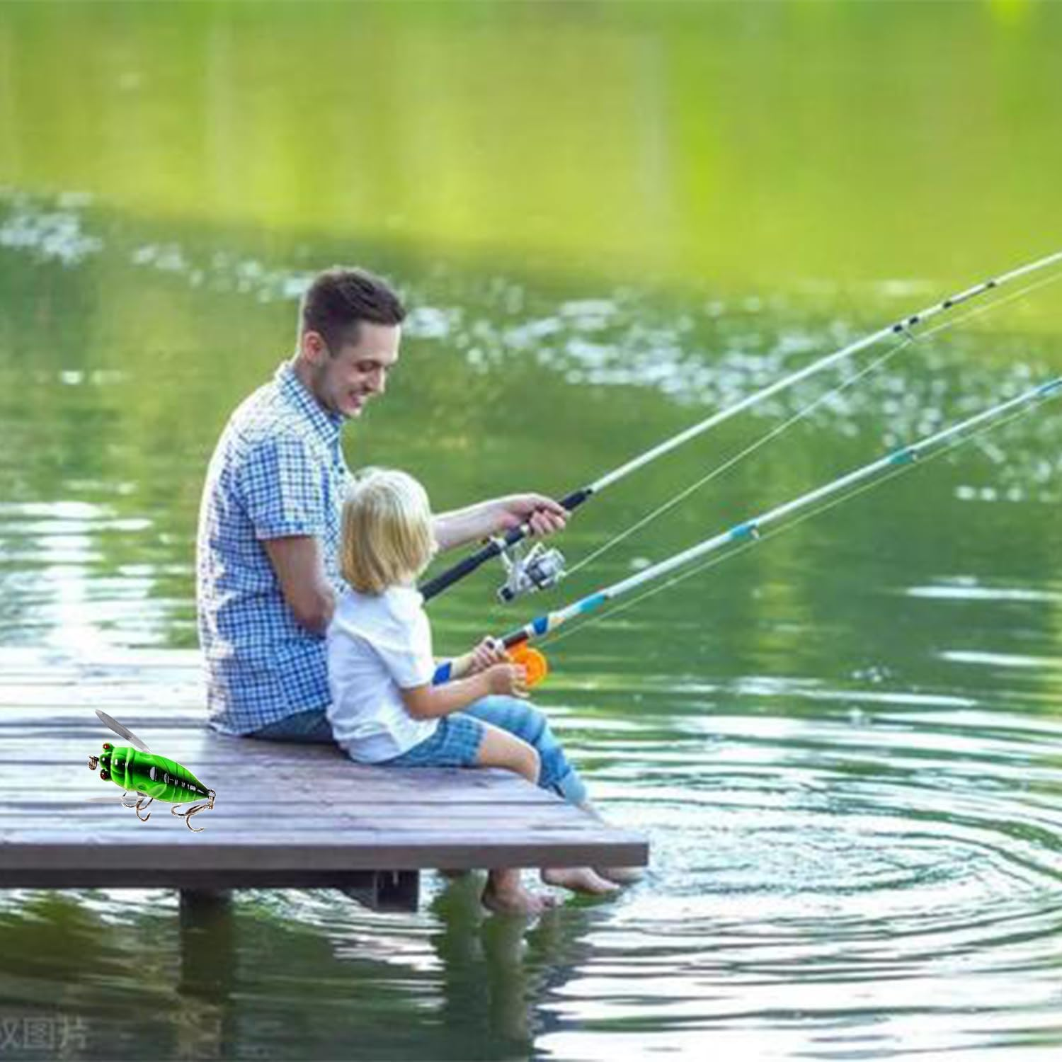 Taicols Cicada Fishing Lure, 5 Fishing Cicada Bait, Lifelike 3D Holographic Eyes Freshwater Bait, Sturdy Fishing Topwater Lure Artificial Fishing Bait, Fly Fishing Lures,For Fishing Enthusiasts