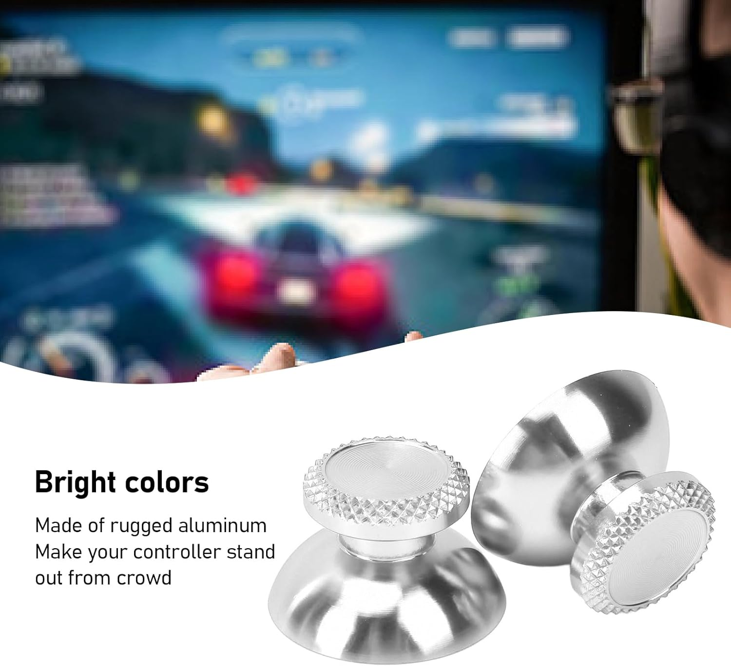 2Pcs Thumb Grips Joystick Cap Analog Stick Cover for PS5, Thumb Grip Caps for Handheld Game Console Controller (Silver) image number 2