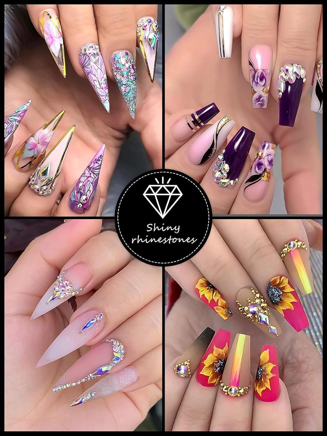 EBANKU Professional 9800 Pcs Mixed Shape Nail Rhinestone Kit with Picker & Dotting Pen for Acrylic Nail Art image number 2