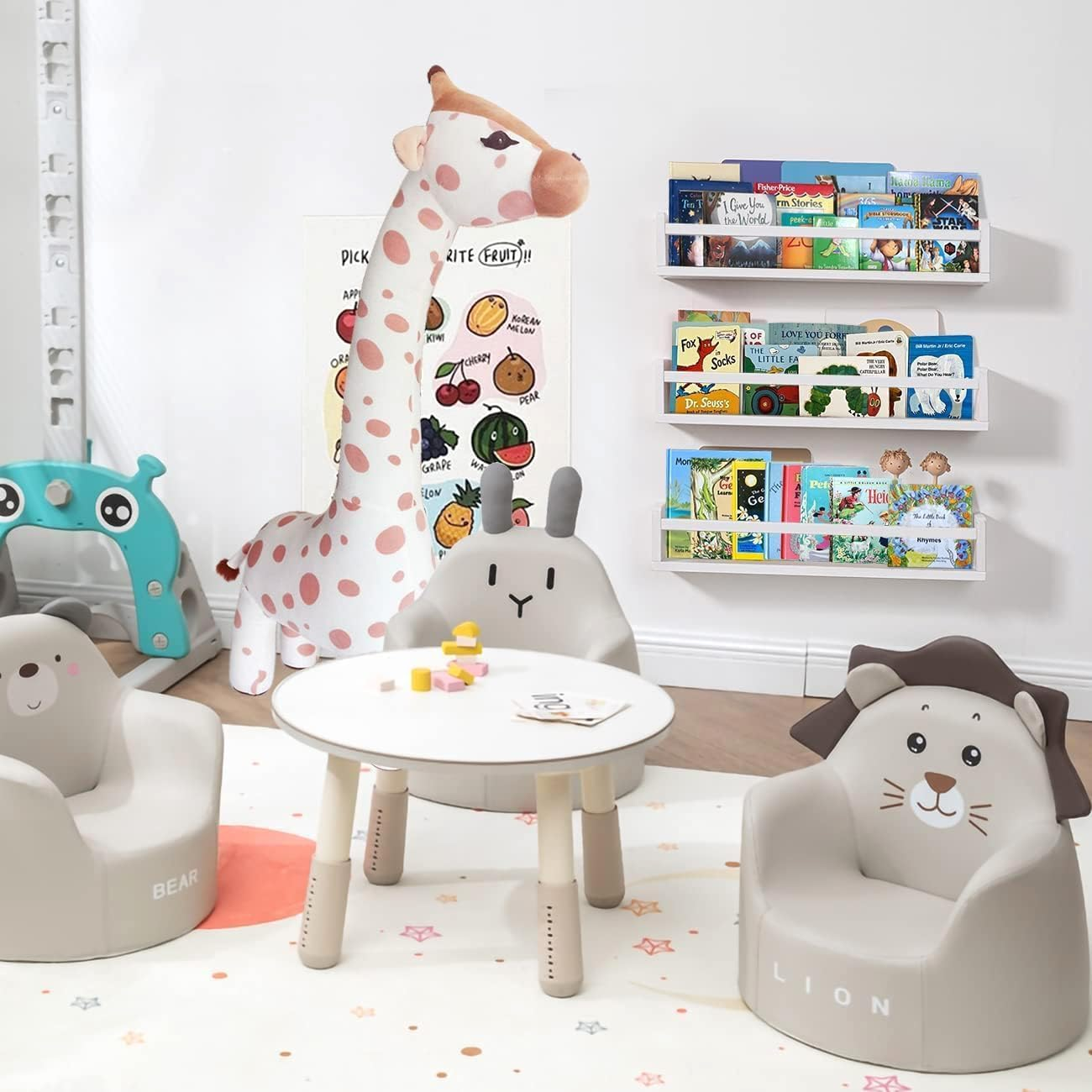 Wall Bookshelf for Bedroom Set of 4, White Floating Book Shelves for Wall, Wood Book Shelf Wall Mounted, Wall Mount Bookshelves and Toy Storage image number 3