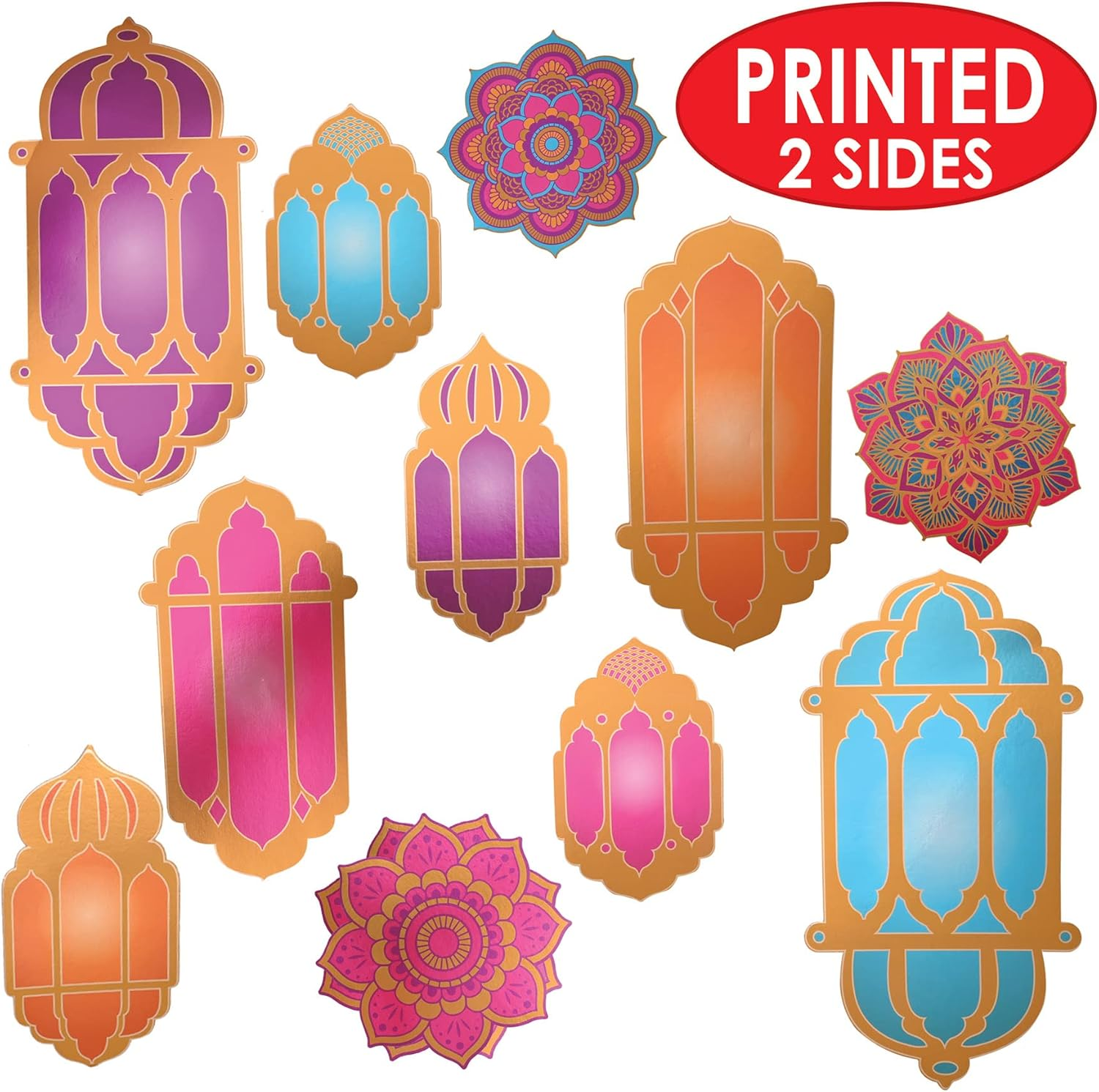Beistle Foil Lantern & Mandala Cutouts, 22 Piece, 6.75"-15", Multicolored image number 5