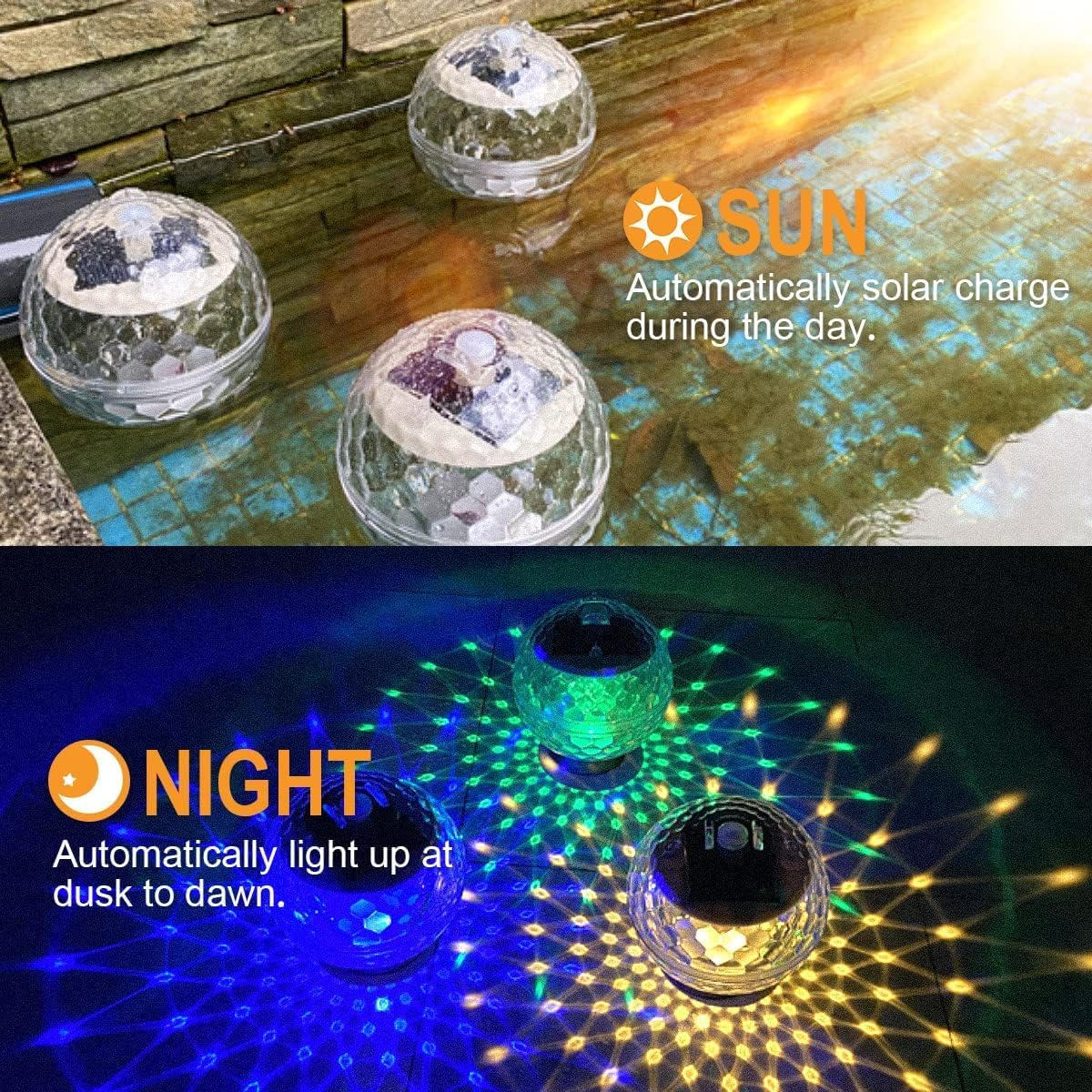 LED Pool Light,Swimming Pool Lights Floating,Solar Pool Lights with RGB Color Changing Solar Pool Lights That Float,Outdoor LED Pool Lights for Hot Bath Tub,Pool,Pond,Garden,Spa Party Decorations image number 5