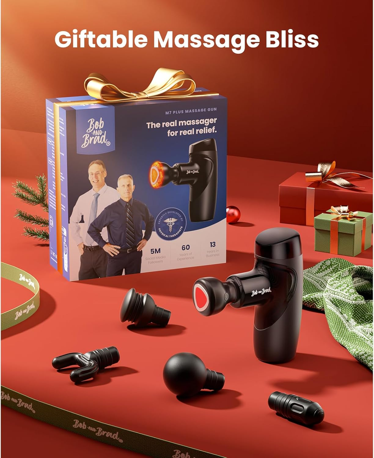 Mini Massage Gun with Heat Therapy, Bob and Brad M7 plus Portable Deep Tissue Muscle Massager Gun, Percussion Pocket-Sized Massage Gun for Pain Relief & Muscle Recovery, Gifts for Women Men image number 4