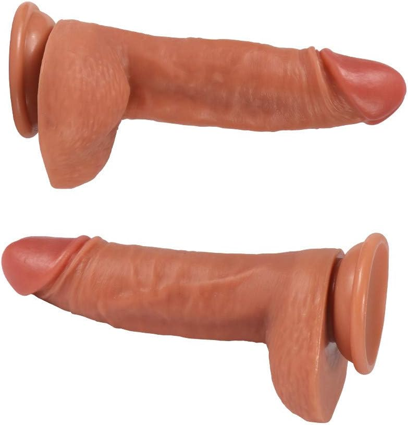 Hyper Realistic Dildo, Anfei Dual-Layered Silicone Cock Slightly Bendable 7.87 Inch G Spot Dildo Penis Toy Premium Liquid Silicone Penis Dong with Suction Cup image number 6
