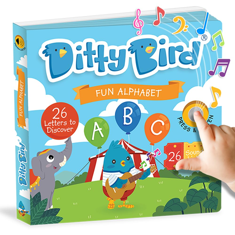 Ditty Bird ABC Fun Alphabet Interactive Sound Book for Toddlers 1- 3 Musical Books for Preschoolers Early Learning Toy