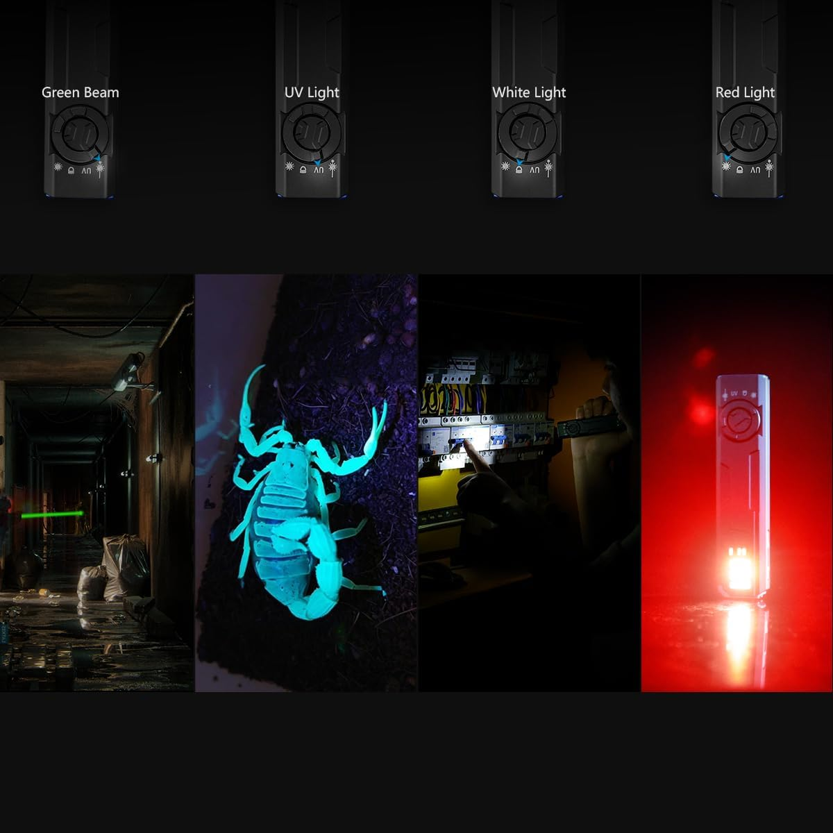 IMALENT GR35 2800Lumens Torch LED Flashlight Triple Light(White,Uv，Green Beam) Rechargeable Work Torch 426Meter Range 36H Life Suitable Waterproof for Work Emergencies Camping Exploration Dog Walking - Green image number 4